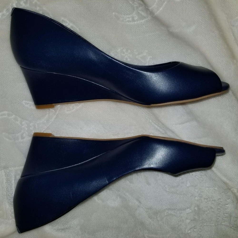 Shoes of Prey - Women's Navy Blue Wedges - Size 5 - Picture 1 of 7